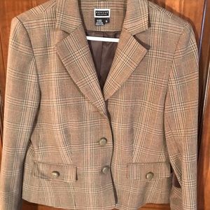 Plaid Blazer with suede elbow patch